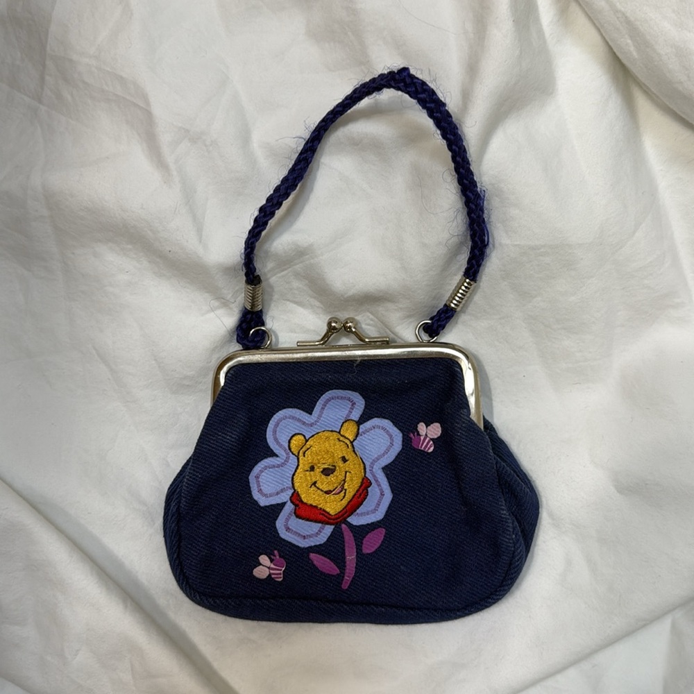 Disney Winnie the Pooh Bear Vintage Coin Purse with clasp and strap.